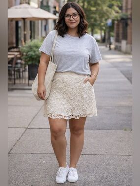 The perfect lace Mini Skirt in Cream - so cute and flattering.